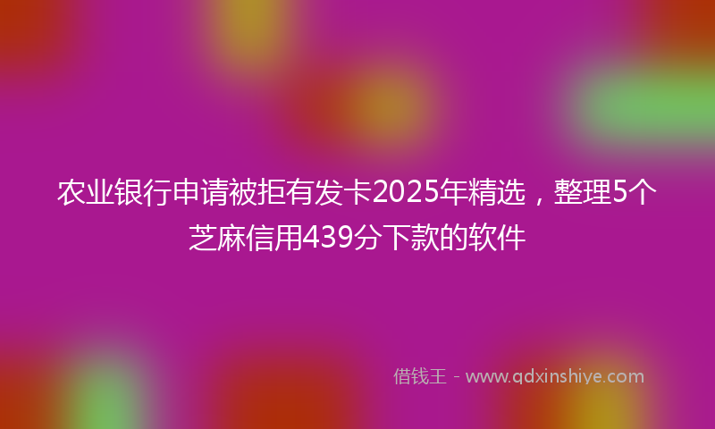 农业银行申请被拒有发卡2025年精选，整理5个芝麻信用439分下款的软件