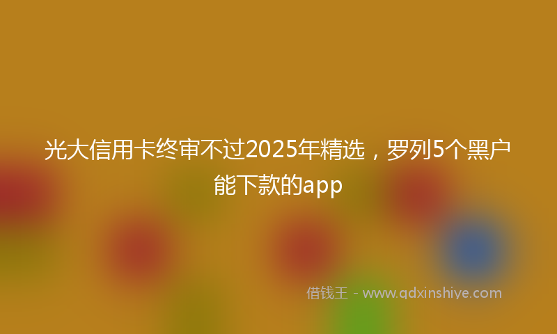光大信用卡终审不过2025年精选，罗列5个黑户能下款的app