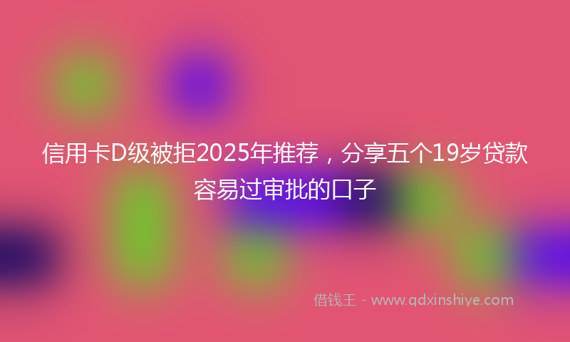 信用卡D级被拒2025年推荐，分享五个19岁贷款容易过审批的口子