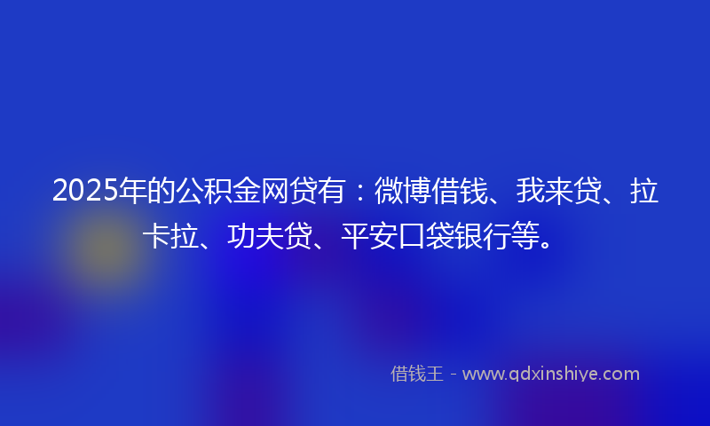 2025年的公积金网贷有：微博借钱、我来贷、拉卡拉、功夫贷、平安口袋银行等。