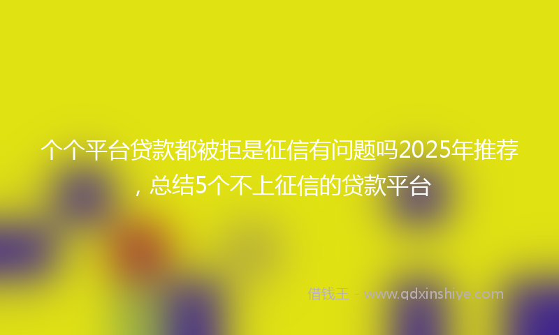 个个平台贷款都被拒是征信有问题吗2025年推荐，总结5个不上征信的贷款平台