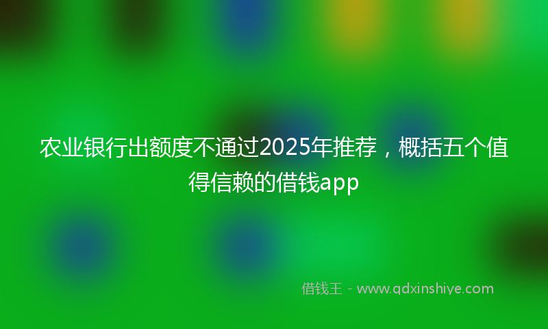 农业银行出额度不通过2025年推荐，概括五个值得信赖的借钱app
