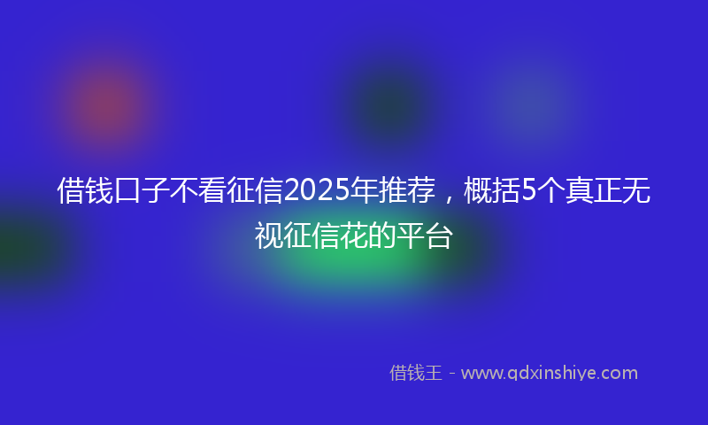 借钱口子不看征信2025年推荐，概括5个真正无视征信花的平台