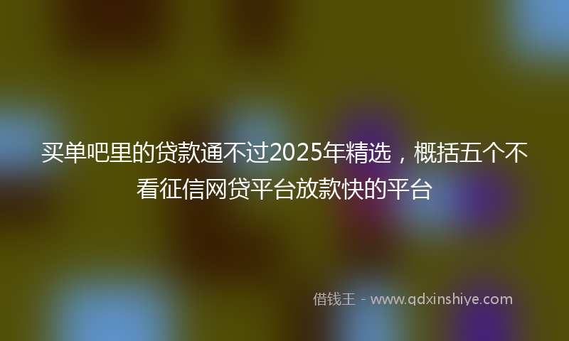 买单吧里的贷款通不过2025年精选，概括五个不看征信网贷平台放款快的平台