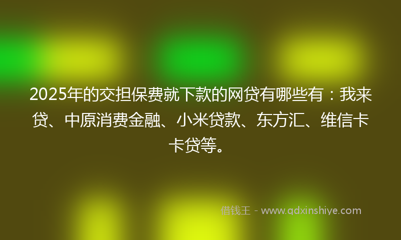 2025年的交担保费就下款的网贷有哪些有：我来贷、中原消费金融、小米贷款、东方汇、维信卡卡贷等。