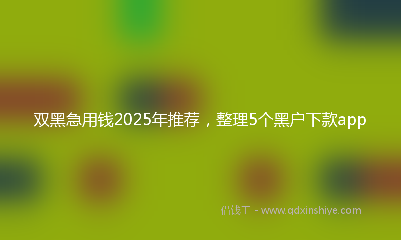 双黑急用钱2025年推荐，整理5个黑户下款app