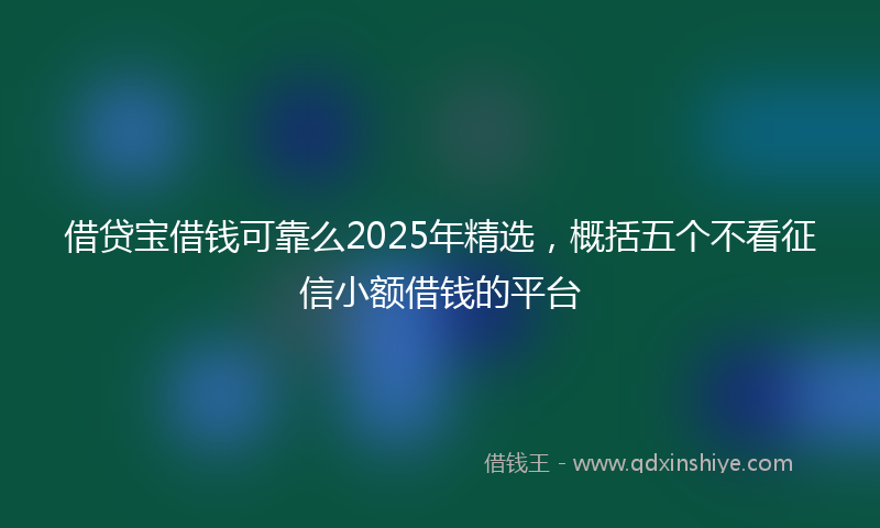 借贷宝借钱可靠么2025年精选，概括五个不看征信小额借钱的平台