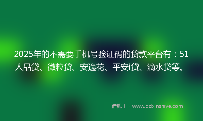 2025年的不需要手机号验证码的贷款平台有：51人品贷、微粒贷、安逸花、平安i贷、滴水贷等。