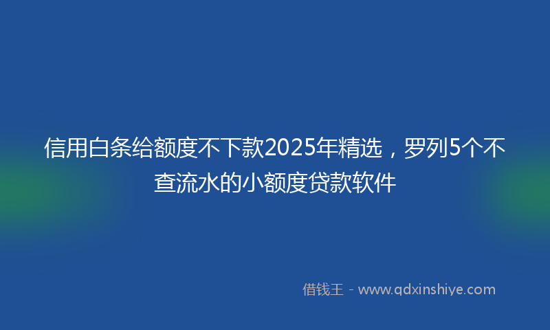 信用白条给额度不下款2025年精选，罗列5个不查流水的小额度贷款软件
