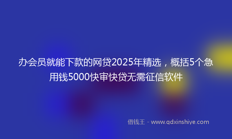 办会员就能下款的网贷2025年精选，概括5个急用钱5000快审快贷无需征信软件