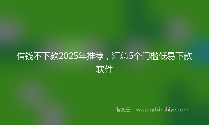 借钱不下款2025年推荐，汇总5个门槛低易下款软件