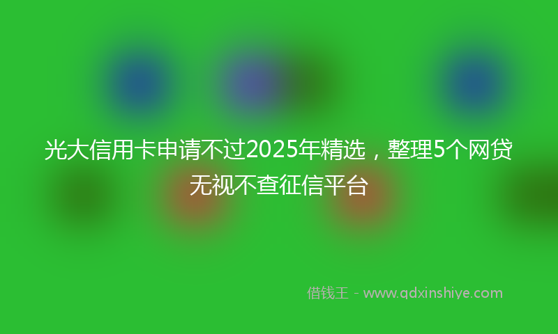 光大信用卡申请不过2025年精选，整理5个网贷无视不查征信平台