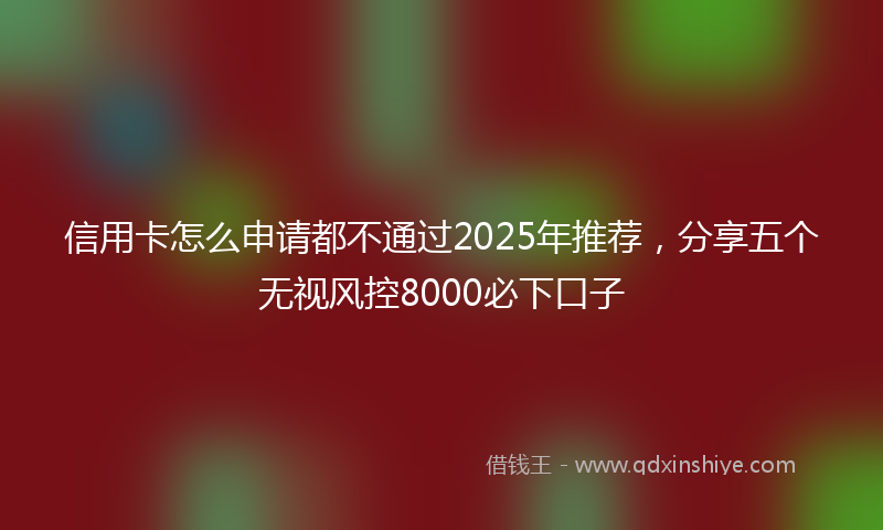 信用卡怎么申请都不通过2025年推荐，分享五个无视风控8000必下口子