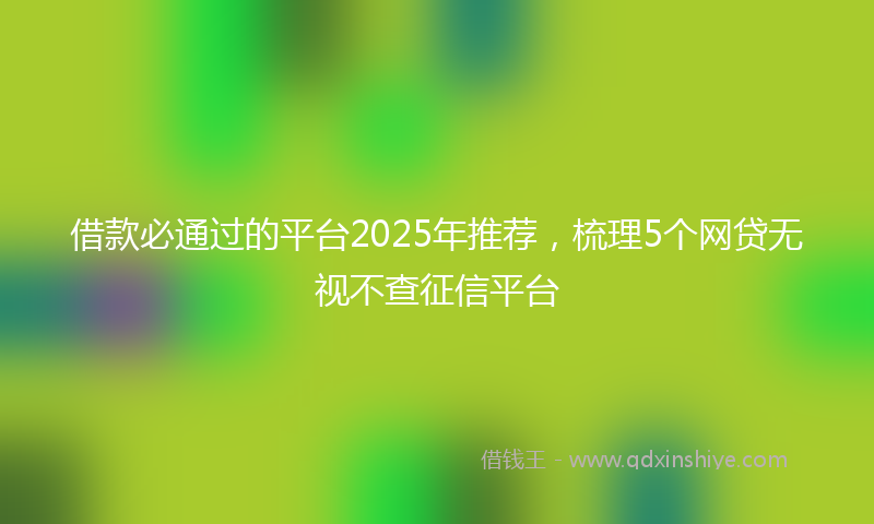 借款必通过的平台2025年推荐，梳理5个网贷无视不查征信平台
