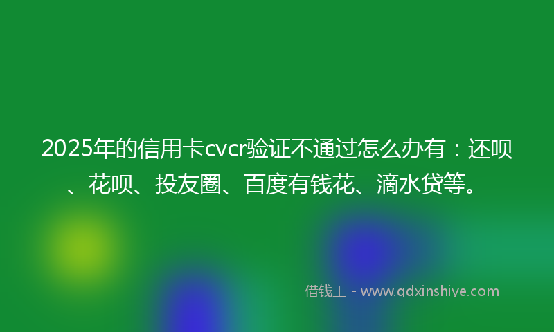 2025年的信用卡cvcr验证不通过怎么办有：还呗、花呗、投友圈、百度有钱花、滴水贷等。
