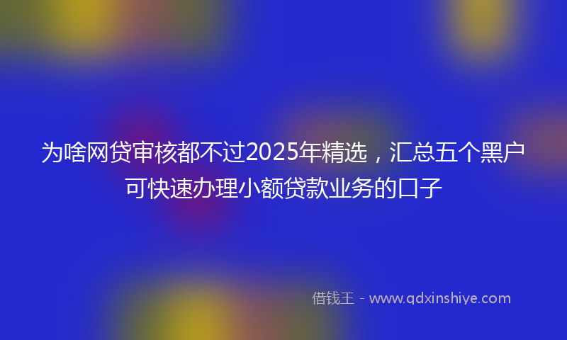 为啥网贷审核都不过2025年精选，汇总五个黑户可快速办理小额贷款业务的口子