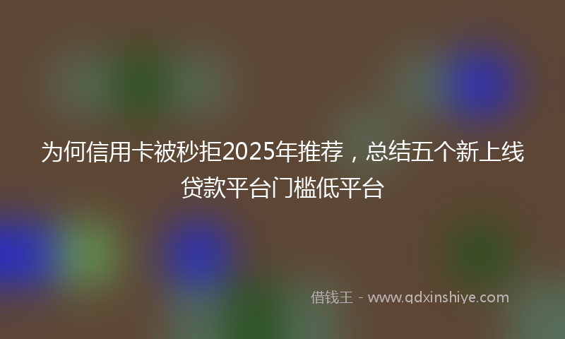 为何信用卡被秒拒2025年推荐，总结五个新上线贷款平台门槛低平台