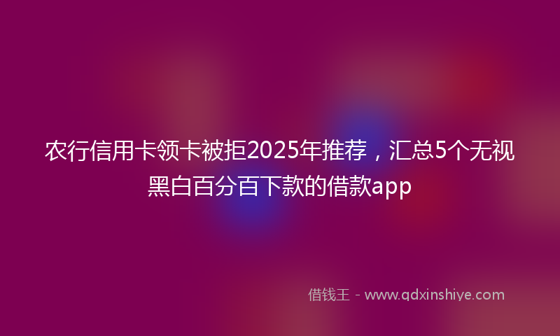 农行信用卡领卡被拒2025年推荐，汇总5个无视黑白百分百下款的借款app