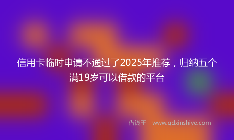 信用卡临时申请不通过了2025年推荐，归纳五个满19岁可以借款的平台