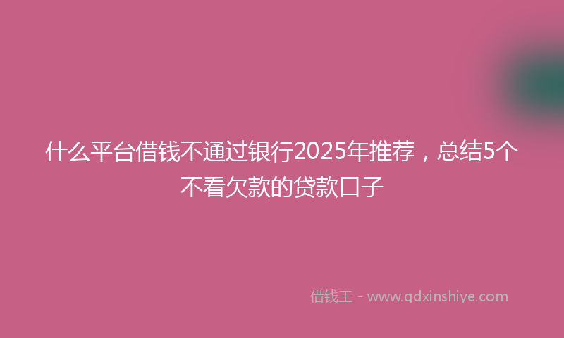 什么平台借钱不通过银行2025年推荐，总结5个不看欠款的贷款口子