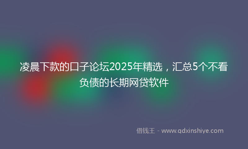 凌晨下款的口子论坛2025年精选，汇总5个不看负债的长期网贷软件