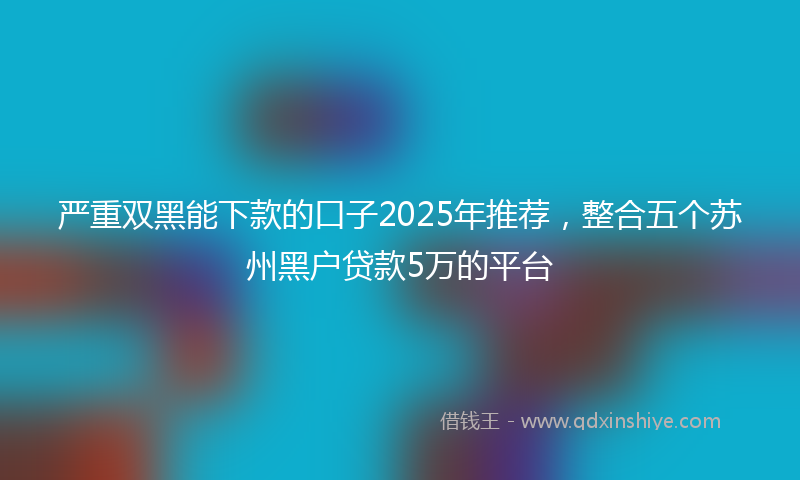 严重双黑能下款的口子2025年推荐,整合五个苏州黑户贷款5万的平台