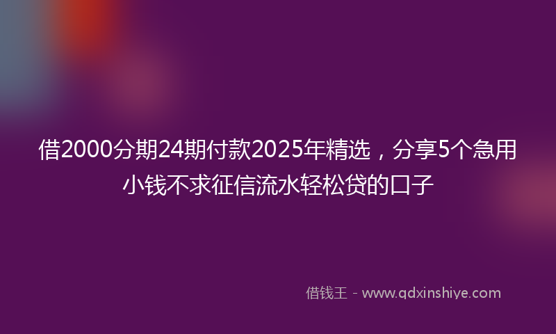 借2000分期24期付款2025年精选，分享5个急用小钱不求征信流水轻松贷的口子