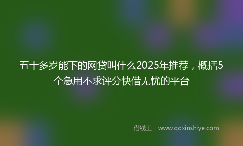 五十多岁能下的网贷叫什么2025年推荐，概括5个急用不求评分快借无忧的平台