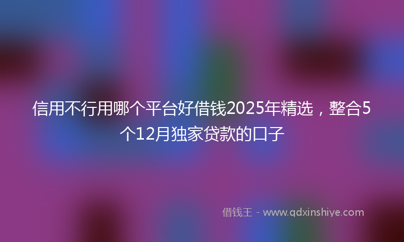 信用不行用哪个平台好借钱2025年精选，整合5个12月独家贷款的口子