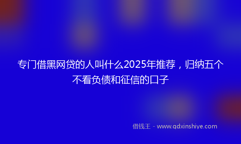 专门借黑网贷的人叫什么2025年推荐，归纳五个不看负债和征信的口子