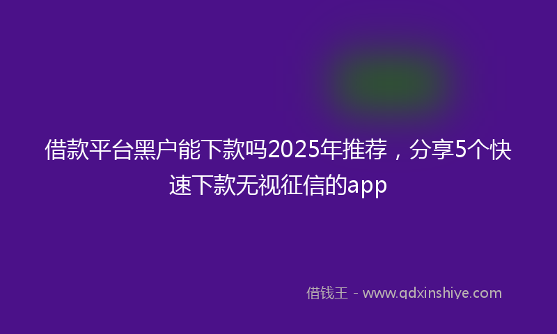 借款平台黑户能下款吗2025年推荐，分享5个快速下款无视征信的app