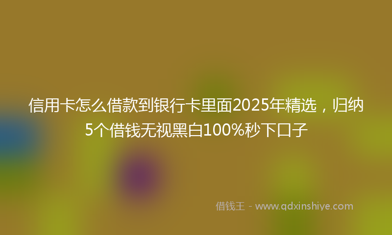 信用卡怎么借款到银行卡里面2025年精选，归纳5个借钱无视黑白100%秒下口子