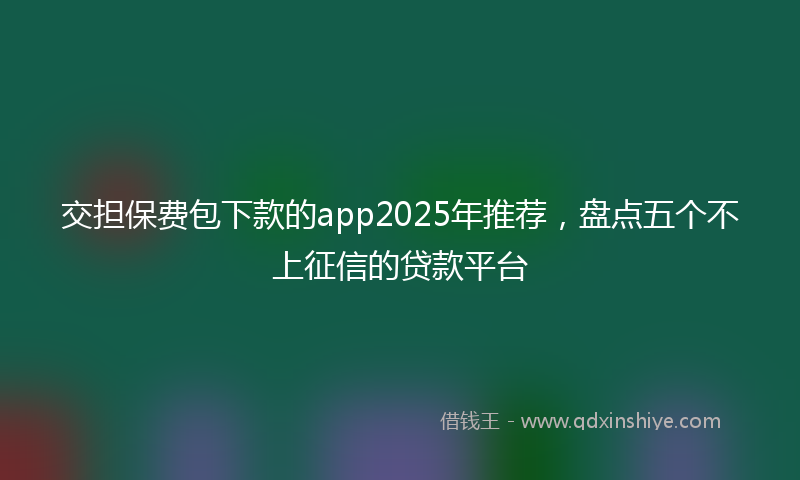 交担保费包下款的app2025年推荐，盘点五个不上征信的贷款平台