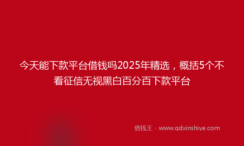 今天能下款平台借钱吗2025年精选，概括5个不看征信无视黑白百分百下款平台