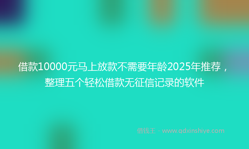 借款10000元马上放款不需要年龄2025年推荐，整理五个轻松借款无征信记录的软件