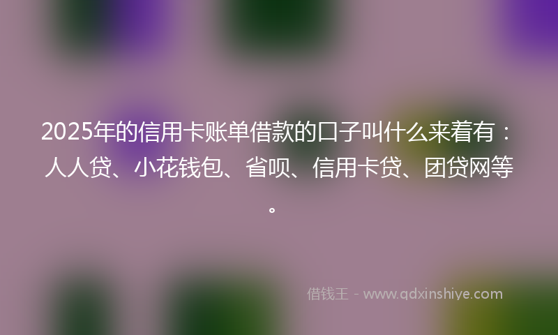 2025年的信用卡账单借款的口子叫什么来着有：人人贷、小花钱包、省呗、信用卡贷、团贷网等。