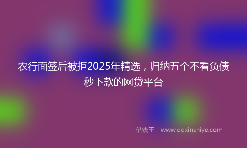 农行面签后被拒2025年精选，归纳五个不看负债秒下款的网贷平台
