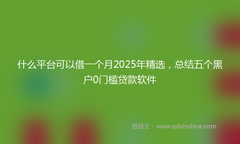 什么平台可以借一个月2025年精选，总结五个黑户0门槛贷款软件