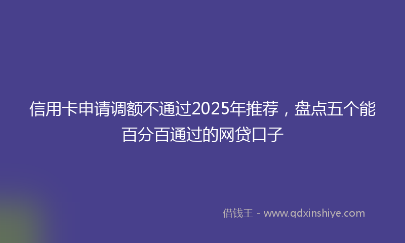 信用卡申请调额不通过2025年推荐，盘点五个能百分百通过的网贷口子
