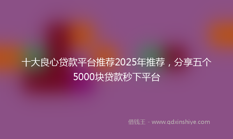 十大良心贷款平台推荐2025年推荐，分享五个5000块贷款秒下平台