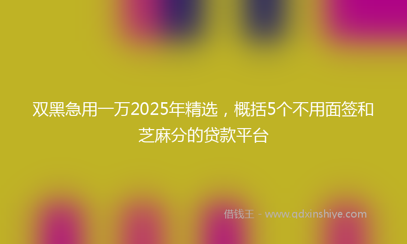 双黑急用一万2025年精选，概括5个不用面签和芝麻分的贷款平台