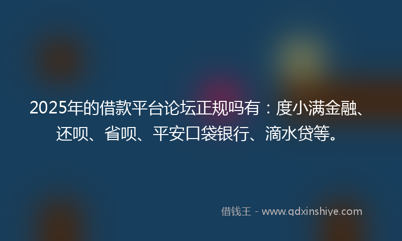 2025年的借款平台论坛正规吗有：度小满金融、还呗、省呗、平安口袋银行、滴水贷等。