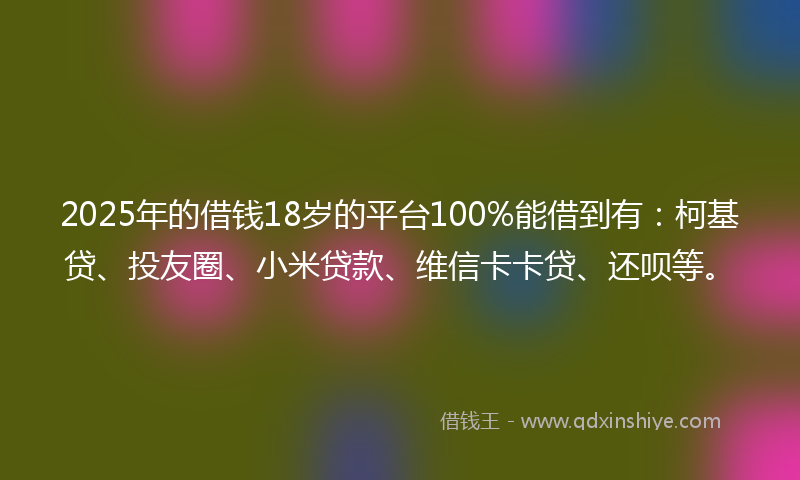 2025年的借钱18岁的平台100%能借到有：柯基贷、投友圈、小米贷款、维信卡卡贷、还呗等。