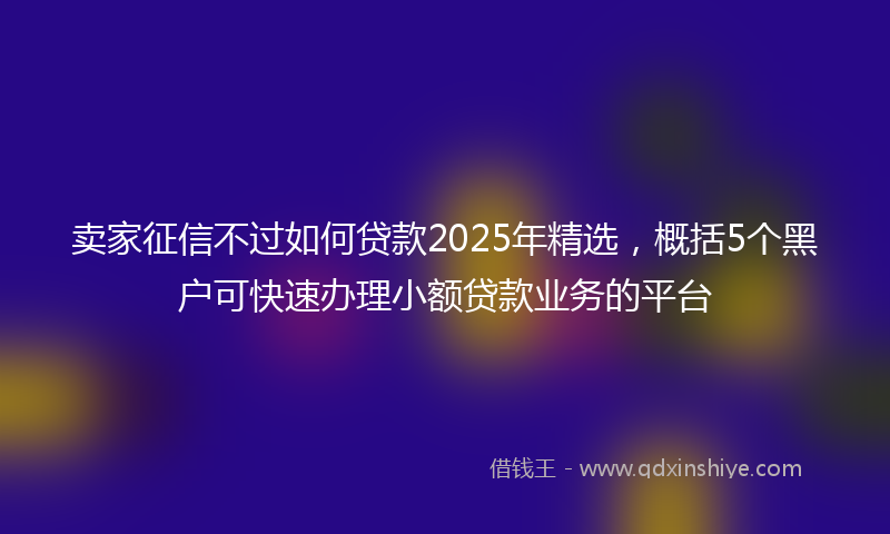 卖家征信不过如何贷款2025年精选，概括5个黑户可快速办理小额贷款业务的平台