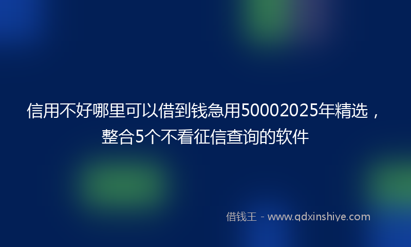信用不好哪里可以借到钱急用50002025年精选，整合5个不看征信查询的软件
