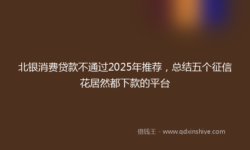 北银消费贷款不通过2025年推荐，总结五个征信花居然都下款的平台