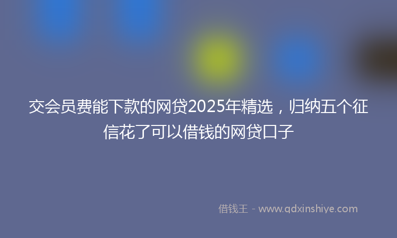 交会员费能下款的网贷2025年精选，归纳五个征信花了可以借钱的网贷口子