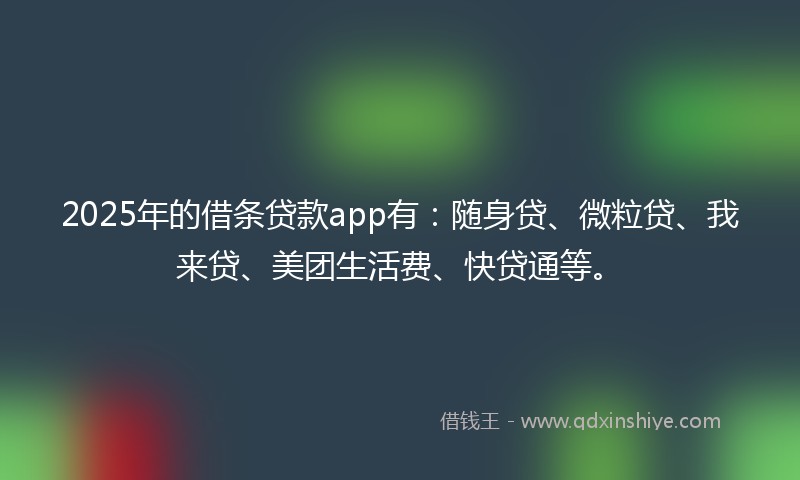2025年的借条贷款app有：随身贷、微粒贷、我来贷、美团生活费、快贷通等。
