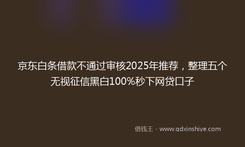 京东白条借款不通过审核2025年推荐，整理五个无视征信黑白100%秒下网贷口子