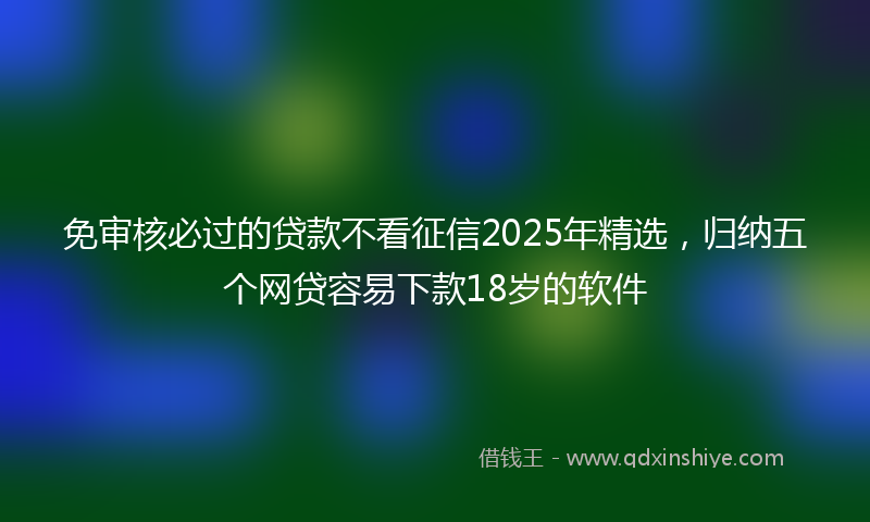 免审核必过的贷款不看征信2025年精选，归纳五个网贷容易下款18岁的软件
